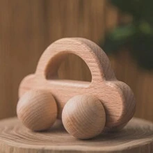 Voiture jouet en bois avec boutons-poussoirs et 4 roues, formes d'animaux mignonnes, entraînement des compétences motrices fines pour les tout-petits garçons et filles. Modèle de voiture jouet en matériau bois sécuritaire, retour à l'école