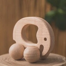 Voiture jouet en bois avec boutons-poussoirs et 4 roues, formes d'animaux mignonnes, entraînement des compétences motrices fines pour les tout-petits garçons et filles. Modèle de voiture jouet en matériau bois sécuritaire, retour à l'école