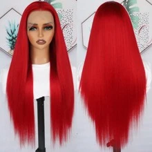 Classical Black Straight Lace Front Wigs 28 Inch Pre Plucked Long Straight Hair Wigs Glueless Black Colored Wigs Heat Resistant Long Straight Synthetic Lace Front Wigs For Women For Daily Christmas Party Cosplay Use