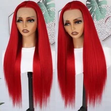 Classical Black Straight Lace Front Wigs 28 Inch Pre Plucked Long Straight Hair Wigs Glueless Black Colored Wigs Heat Resistant Long Straight Synthetic Lace Front Wigs For Women For Daily Christmas Party Cosplay Use