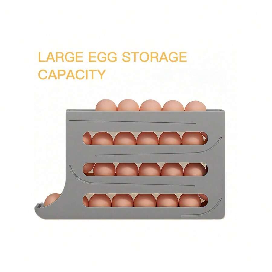Egg Dispenser Automatic Rolling Egg Tray Organizer, SpaceSaving