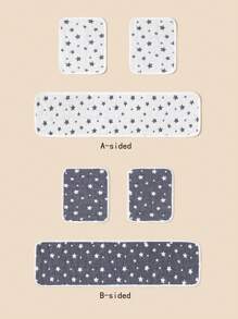 [Oeko-Tex] 婴儿推车双面星形提花夏季轻盈柔软亲肤肩垫和扶手套套装 - 彩色 - 查看 6