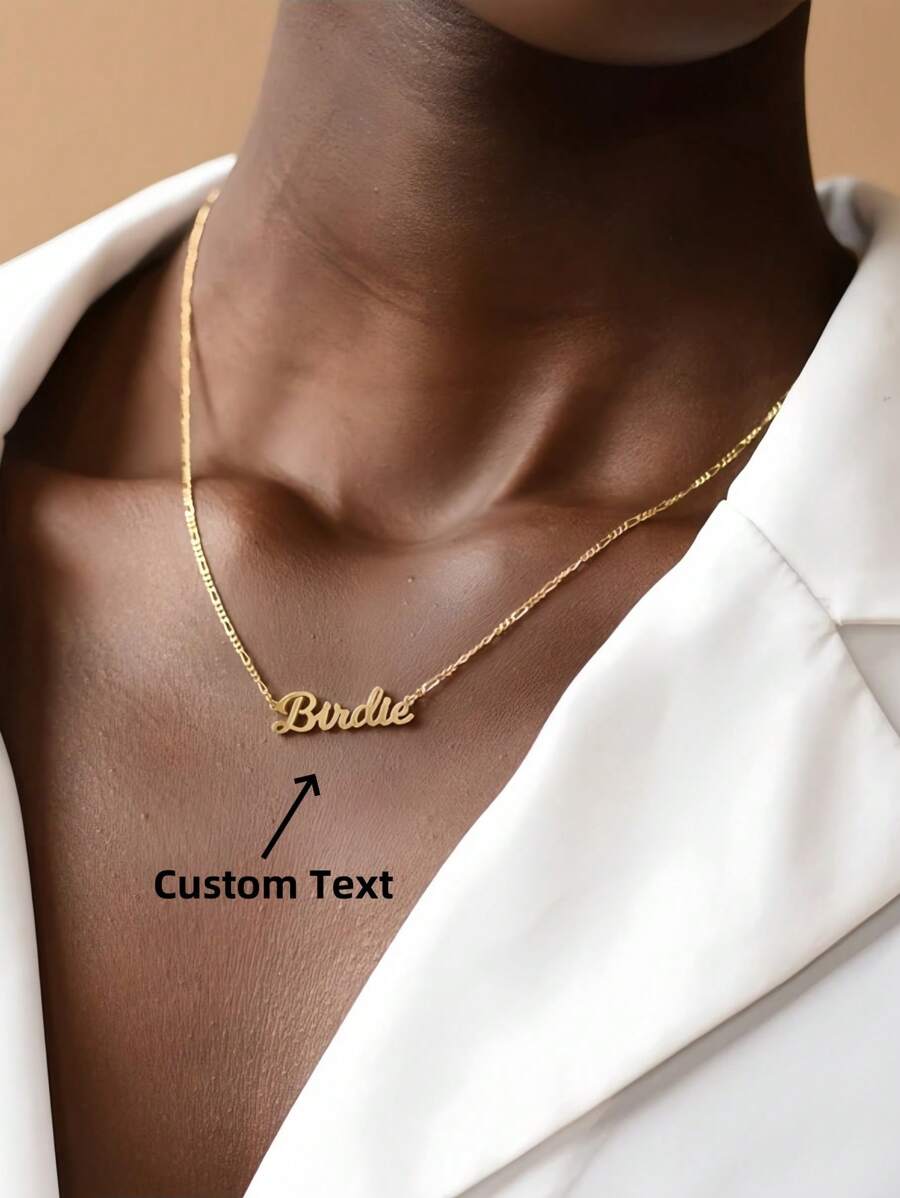 1 chiếc vòng cổ tên tùy chỉnh bằng vàng Chain của Grace Personalization - Vòng cổ tên tùy chỉnh theo kịch bản - Quà tặng Ngày của Mẹ *Vòng cổ NORINE Lễ Tạ ơn Giáng sinh - Vàng - Xem 1