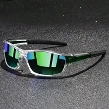 WSZ Retro Cycling Fishing Unisex Sports Fashion Glasses, Plaid Pattern Sports Glasses, Luxury Brand Designer Fashion Glasses, Tropical Beach Resort Summer Colorful Shiny Material Elegant Aesthetic Beach Resort, Outdoor, Travel Decorative - F620 - View 3