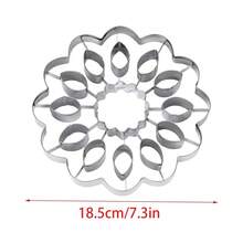 1pc Christmas Series Flower Cookie Cutter Mold, Stainless Steel Sunflower Shaped Biscuit, Jam Cookie, Candy, Baking Tool - Silver - View 2
