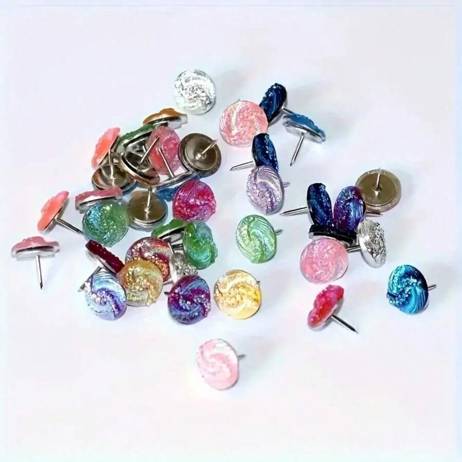30pcs Vibrant Colorful Rhinestone Sparkling Crystal Push Pins Thumb