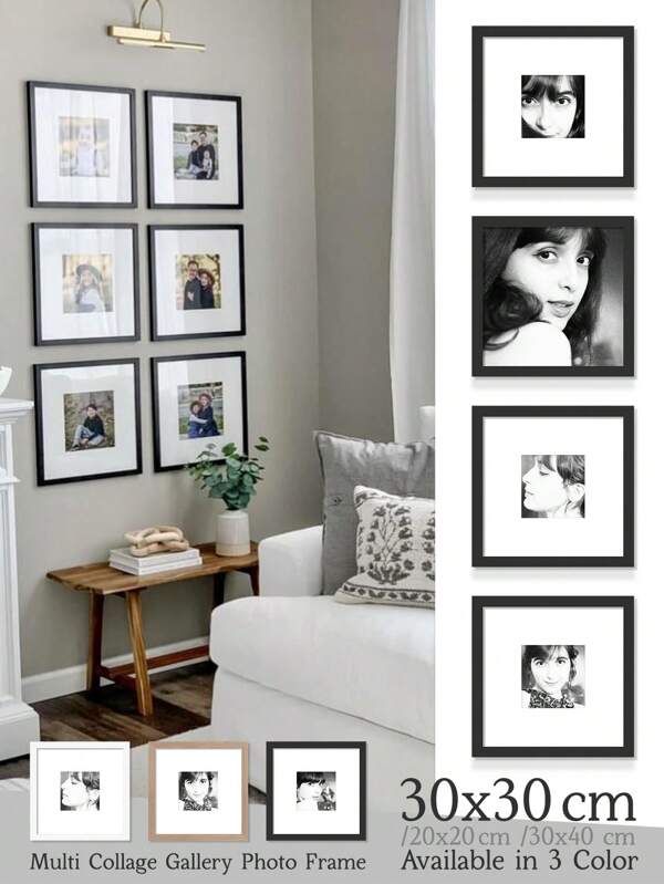 30x30cm/40x30cm/A4/25x25cm/20x20cm/15x15cm Multi Collage Gallery Photo Frames, Exquisite Oblong / Square Picture Frames For Wall, Portrait Frame For Photo Wall, Black/White/WoodColor, 30x30cm/20x20cm/30x40cm/15x15cm/25x25, Acrylic Glass, Rectangle/Square (Photo Paper Not Included), For Star/Moon