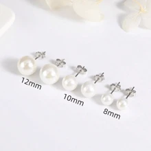 1 par de pendientes de perlas de agua dulce de alta calidad de plata de ley 925, diseño sencillo y elegante, regalo de lujo y femenino para mujeres, novias, bodas y festivales de joyería