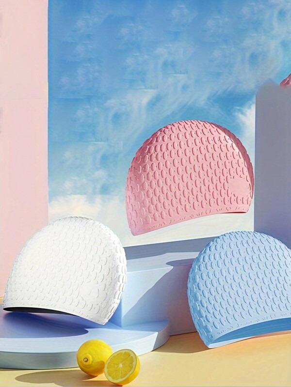 1pc Comfortable Silicone Swim Cap, Waterproof Ear Protection Swimming Hat, Suitable For Men And Women