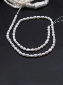 1string 3-4mm A/AA/AAA Natural Freshwater Faux Pearl Rice Shape Beads Charms For DIY Women Men Necklace Jewelry Making Accessories - 3-4mm - View 11