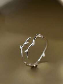 1 Stück silberner Geweihring, minimalistisches Design, einzigartiger Stil Fingerring Schmuckstück