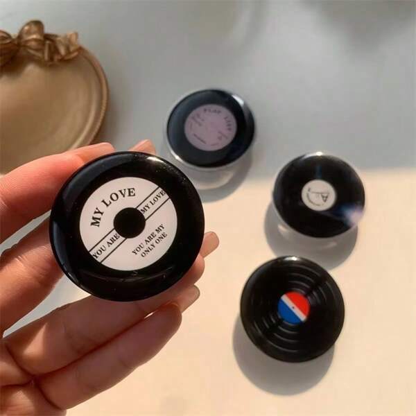 Soporte para teléfono móvil con diseño simulado de disco CD, compatible con iPhone y teléfonos Android, accesorio ideal como regalo de cumpleaños, para familia y amigos, agarre de teléfono con sistema de empujar y tirar, accesorios de teléfono
