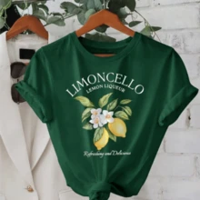 Women's T-Shirt Lemoncello Liqueur Drink Beautiful 100% Cotton - xanh quân đội - Xem 2