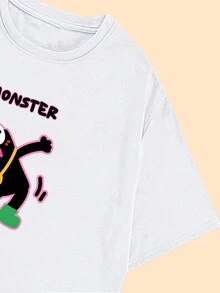 Monster Woo! Printed Streetwear T-Shirt Short Sleeve Comfortable Premium Women - 白色 - 查看 4
