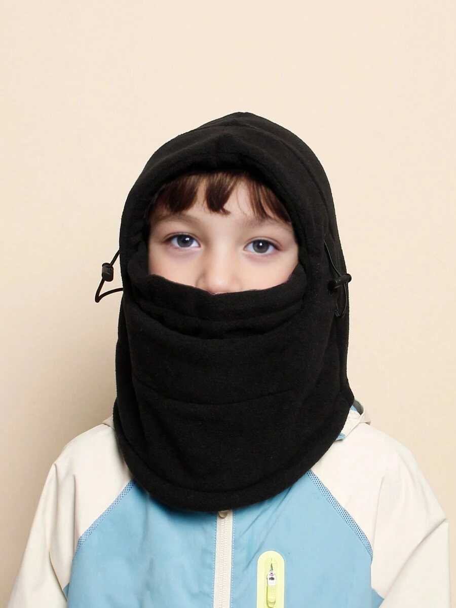 1 chiếc mặt nạ trượt tuyết mùa đông cho trẻ em từ 2-6 tuổi có mũ trùm đầu, mặt nạ trượt tuyết trùm đầu thời tiết lạnh và khăn giữ ấm cổ, phù hợp cho cả bé trai và bé gái - màu đen - Xem 1