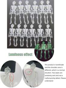 12pcs/Pack Halloween Colorful Glow-In-The-Dark Skeleton Bones Decoration, Assorted Colors,Christmas - Multicolor - View 12