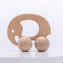 Voiture jouet en bois avec boutons-poussoirs et 4 roues, formes d'animaux mignonnes, entraînement des compétences motrices fines pour les tout-petits garçons et filles. Modèle de voiture jouet en matériau bois sécuritaire, retour à l'école