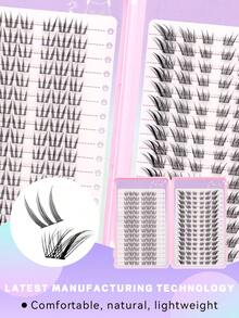 192PCS Chùm Lông Mi Manga Nhẹ Tự Nhiên 10-16mm Chiều Dài Hỗn Hợp Chùm Lông Mi C Cong Pure Want Lông Mi Giả Dày Và Mềm Dễ Dàng Sử Dụng Dễ Dàng Dán Lên Mắt Lông Mi Tự Nhiên Có Thể Tái Sử Dụng - C - Xem 2