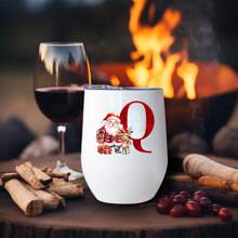 1 pieza Taza de café/té de acero inoxidable con forma de huevo de 12 onzas, con estampado de Papá Noel y renos, de doble pared aislada, con tapa, un gran regalo de Navidad para familiares y amigos