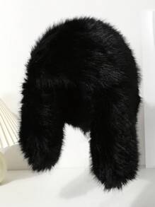 1 chiếc mũ trapper màu trơn mềm mại cho nữ, hàng mới về cho mùa đông, mũ che tai chống gió dày ấm áp ngoài trời, mũ trượt tuyết, thời trang và đa năng - A - Xem 3