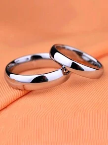 2 piezas Anillos curvos minimalistas de acero inoxidable de 4/6 mm, anillos de pareja unisex - Anillos de boda - Ver 5