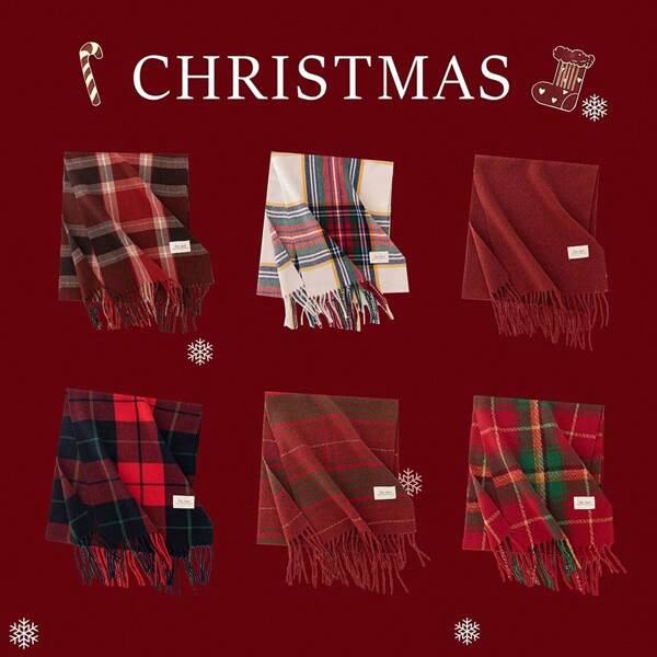 1pc Cachecol xadrez vermelho de Natal, cachecol versátil de inverno, xale quente de estilo coreano de alta qualidade, presente de Natal para casais
