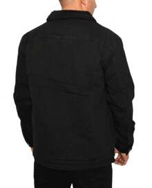 Chamarra De Mezclilla Borrego Negra hombre denim cazadora - Negro - Ver 4