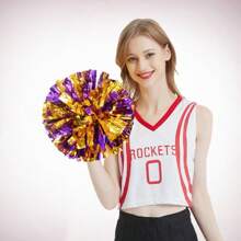 2 pièces Pompons de pom-pom girls colorés et tendance, épaissis et densifiés, avec poignée annulaire, plus durables. Fournitures pour la compétition de danse de pom-pom girl et la fête, pompons de cheerleading