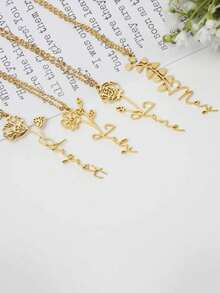 Custom Custom Name Necklace Random Flowers Stainless Steel Nameplate Pendant Personalized Silhouette Necklace Birthday Gift For Women - Multicolor - View 4