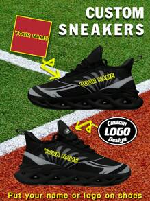 1 Pair Las Vegas Baseball Custom Sneaker, Personalized Name Running Shoes, Custom Blade Sneakers, Personalized Gift Low Top Running Shoes, Name Sneakers, Personalized Running Shoes For Women And Men, Personalized Sports And Casual Shoes, Gift For Mom/Dad/Her/Him/Girlfriend/Boyfriend/Wife/Husband/Friend - Black - View 1