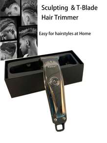 Kemei KM-637 Electric Hair Trimmer For Men T-Blade Clipper 0mm Gapped Carving Clipper Professional Barber Use Or Home Use Clipper Beard Trimmer Stainless Steel Blade Haircut Machine For Whole Families Daily Use Men Gift - 灰色 - 查看 4
