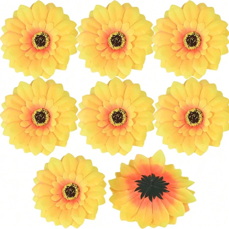 10pcs Artificial Sunflower Heads, 5.52" Large Size Artificial Silk