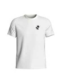 Men's Set Cotton T-Shirt + Tactel Shorts Beachwear Coconut Trees - màu đen - Xem 2