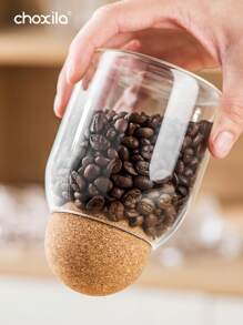 choxila 1 件玻璃咖啡罐储物罐茶叶罐密封软木玻璃罐咖啡豆干果储存罐返校 - 木球塞豆罐 - 查看 6