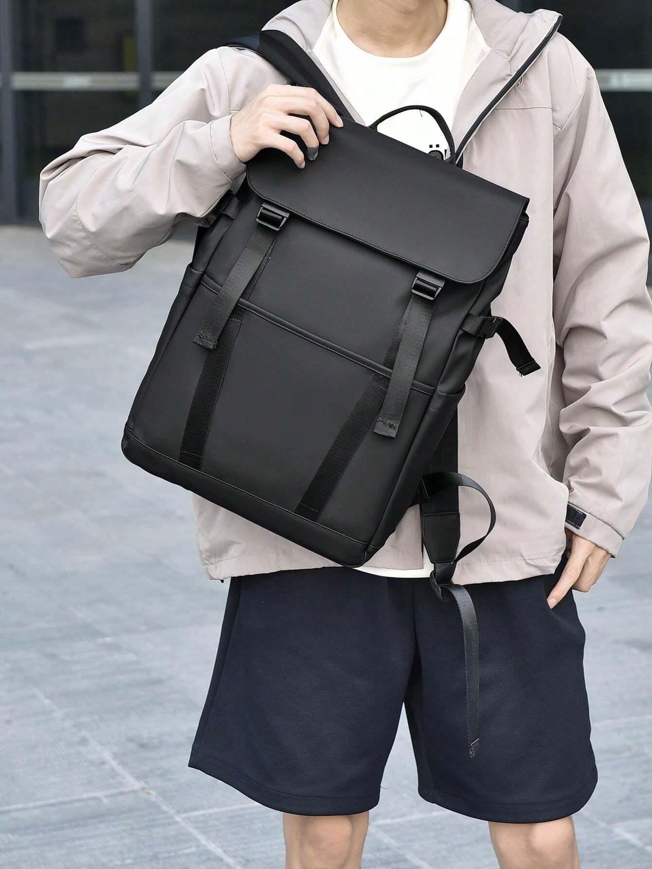 Men's Fashion Backpack, Simple Zipper Closure, Trendy Casual Daypack