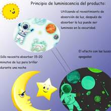 ANTSAY 74 Pieces Luminous Wall Stickers, Space Astronaut Spaceship Wall Decals Glow In The Dark Creative Fluorescent Stars Planets Rockets Wall Decoration For Kids Nursery Bedroom Living Room - 彩色 - 查看 3