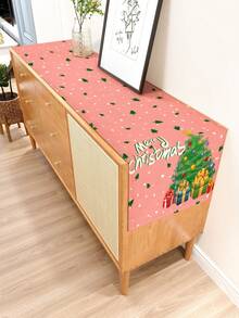 1 件手绘圣诞雪花雪人圣诞树和圣诞配饰刻字图案亚麻桌旗。适用于节日、派对、生日、晚宴、厨房/餐桌装饰、橱柜盖、全年房间装饰和家纺装饰 - 彩色 - 查看 15