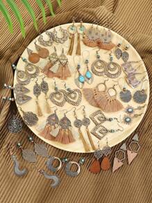 TopHanqi 25 par kolczyków z frędzlami w stylu vintage w kolorze brązowym z serii Maillard, kolczyki ze stopu, wiele stylów, lekkie, odpowiednie do codziennego noszenia przez kobiety, pasujące na imprezę, biżuteria w stylu boho, prezent świąteczny, pasujące do wszystkiego