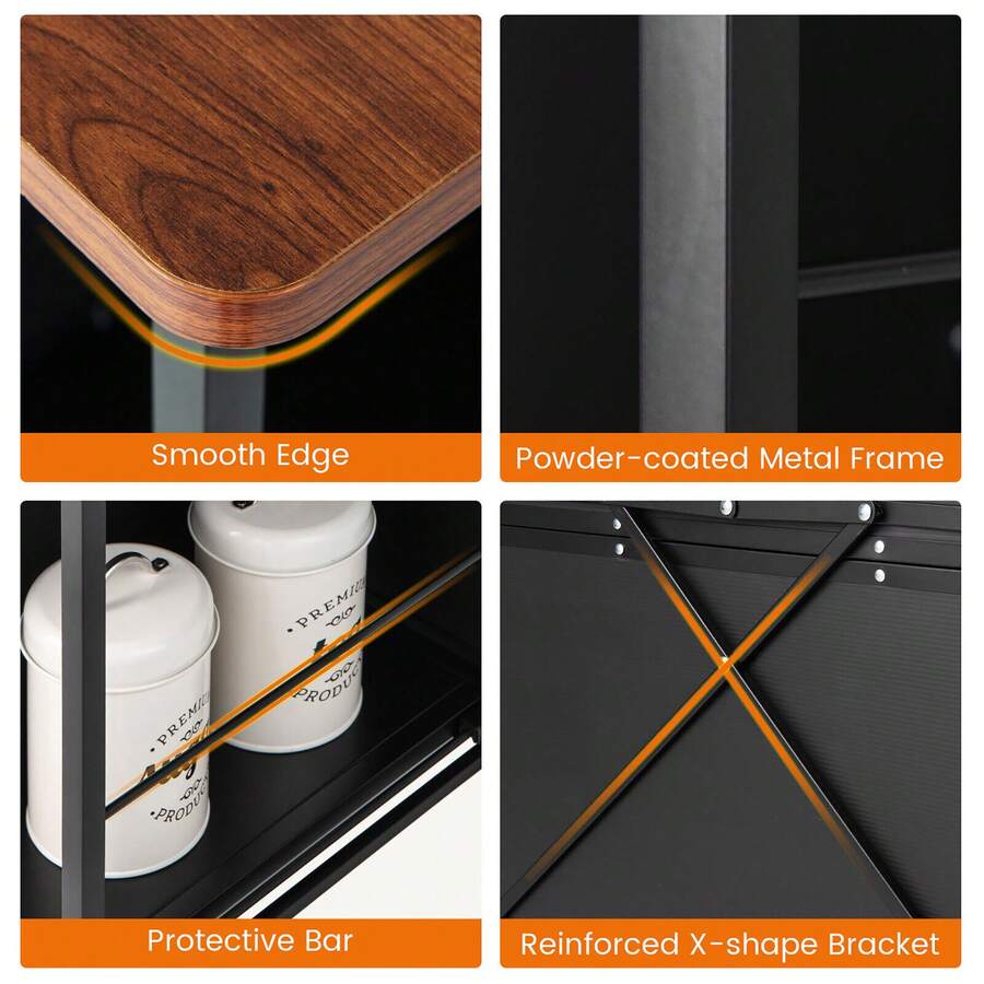 Homasis Kitchen Island On Wheels Utility Trolley Rolling Coffee Bar