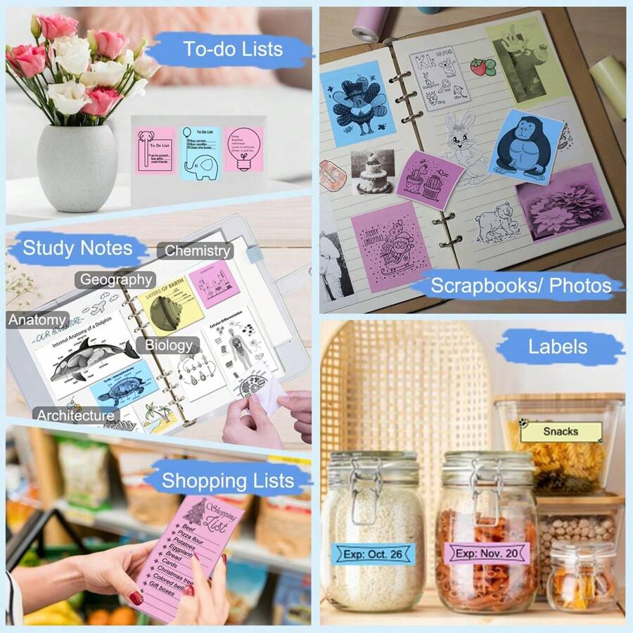 Mini Printer, Portable Thermal Printer Inkless Sticker Maker Machine