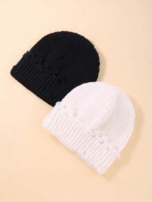 2款可爱儿童风格组合针织帽适合秋冬季保暖 - 彩色 - 查看 2