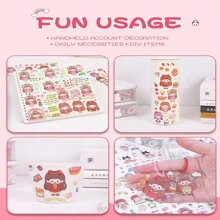 Bộ nghệ thuật hình dán PET+Goo Ka+nhíp cho trẻ em, hình dán hoạt hình dễ thương để làm sổ lưu niệm, nhật ký, sách, đồ trang trí DIY vui nhộn cho trẻ em từ 3 tuổi trở lên (có thể tự làm cốc/hộp đựng bút/nhật ký/ảnh người nổi tiếng/ốp điện thoại) - Nhiều màu - Xem 9