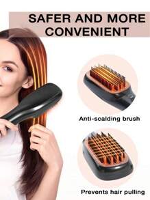 GENAI Cepillo caliente 3 en 1, combina alisador y secador de pelo, diseño de dientes densos, cepillo alisador de cabello con doble voltaje, diseñado especialmente para cabello grueso y rizado - Ver 7