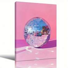 1pc Modern Pink Style Canvas Poster, Disco Ball Canvas Art Wall Decoration, Sexy Lips And Ball Oil Painting Printing, Ideal Decoration For Living Room, Bedroom, Bar And Party, With Wooden Framed, Wall Art - 04 - View 7
