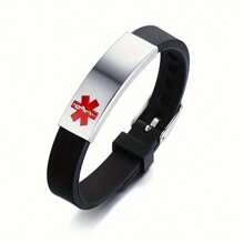 Personalized Medical Alert Bracelet, Adjustable Silicone Medic ID Bangle Disease Allergy Awareness Wristband Customized Identification Jewelry For Emergency Life Saver, With Aid Bag,Silver,Stylish,Colorful,Vintage,Unisex,Hipster,Simple,Casual,Custom,Personalized,Unique,Ideal Gifts For Him,Ideal Gifts For Her,Her,Boyfriend,Girlfriend,Dad,Mom,Family,Friends,For Anniversaries,For Birthdays,For Graduation,For Prom,For Party