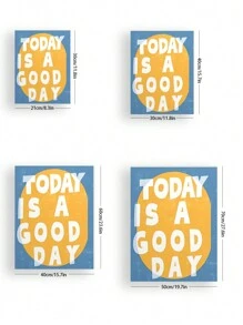 1PC Funky Yellow & Blue 'Today Is A Good Day' Wall Art – Funky Canvas Wall Painting & Art Print For Brightening Living Room & Bedroom Decor, Perfect Wall Decor For Inspiration, Frameless, Poster