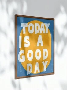 1PC Funky Yellow & Blue 'Today Is A Good Day' Wall Art – Funky Canvas Wall Painting & Art Print For Brightening Living Room & Bedroom Decor, Perfect Wall Decor For Inspiration, Frameless, Poster