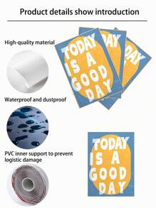 1PC Funky Yellow & Blue 'Today Is A Good Day' Wall Art – Funky Canvas Wall Painting & Art Print For Brightening Living Room & Bedroom Decor, Perfect Wall Decor For Inspiration, Frameless, Poster