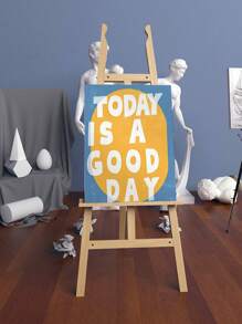 1PC Funky Yellow & Blue 'Today Is A Good Day' Wall Art – Funky Canvas Wall Painting & Art Print For Brightening Living Room & Bedroom Decor, Perfect Wall Decor For Inspiration, Frameless, Poster