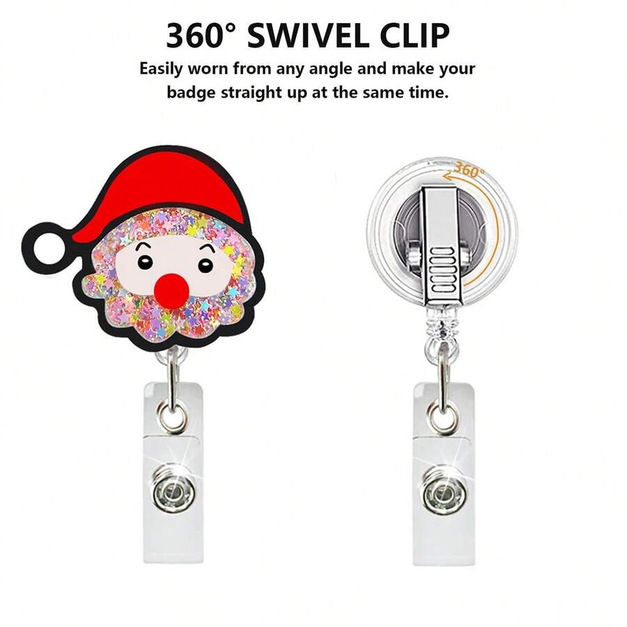 New Quicksand Acrylic Christmas Gift Badge Reel Retractable ID Badge